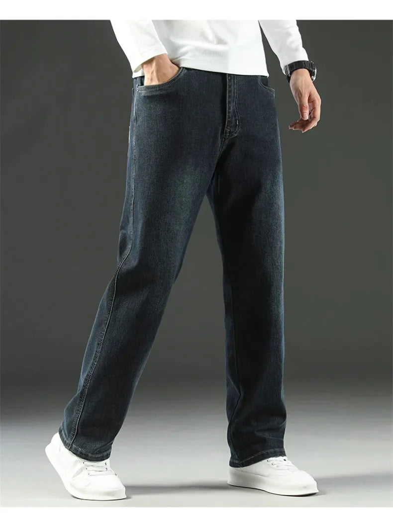 Herren Loose Straight Weites Bein Business Casual Bequem Vielseitig Frühling Herbst Elegant Zeitlos Fashion – Premium Wide Leg Business Casual Straight Jeans | Herren Denim Business Premium Mode