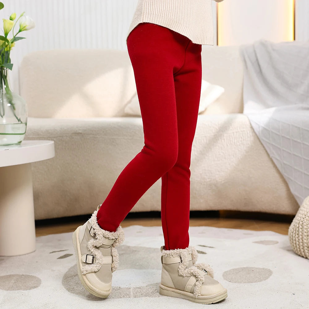 Legging Fille Hiver Polaire Épais Couleurs Bonbon – Pantalon Slim Chaud Élastique Princesse