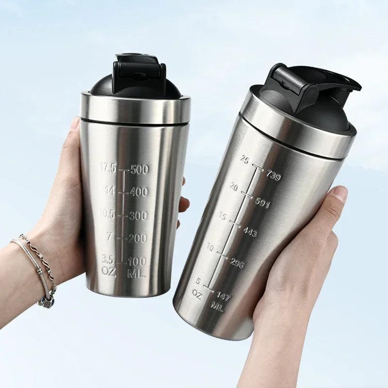 Shaker Protéiné Inox Sport Portable – Bouteille Nutrition Fitness & Musculation | Étanche & Sans BPA | Gym & Workout