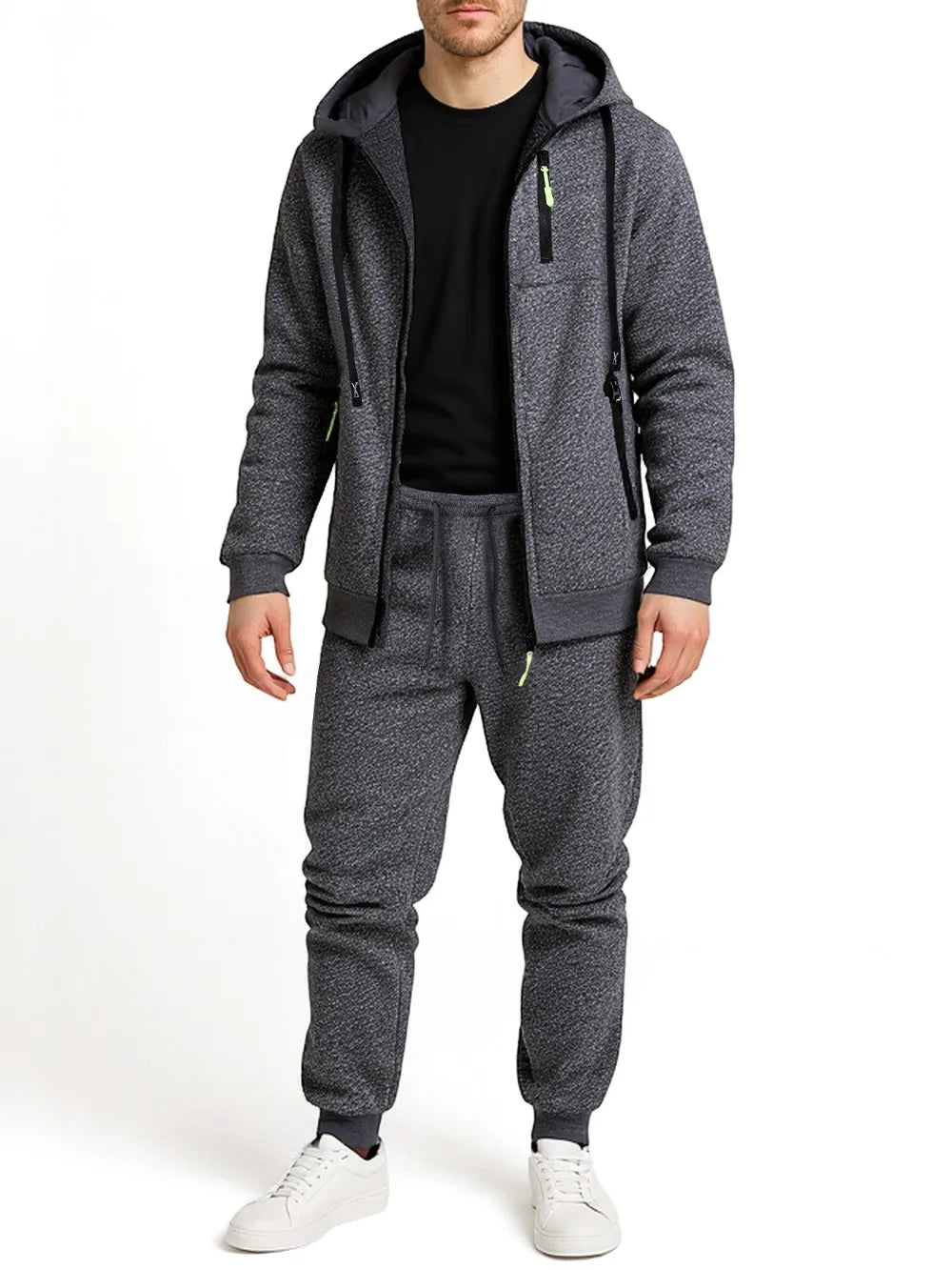 Ensemble Jogging 2 Pièces Homme Zip Capuche – Sweatshirt Pantalon Sportswear Casual Automne