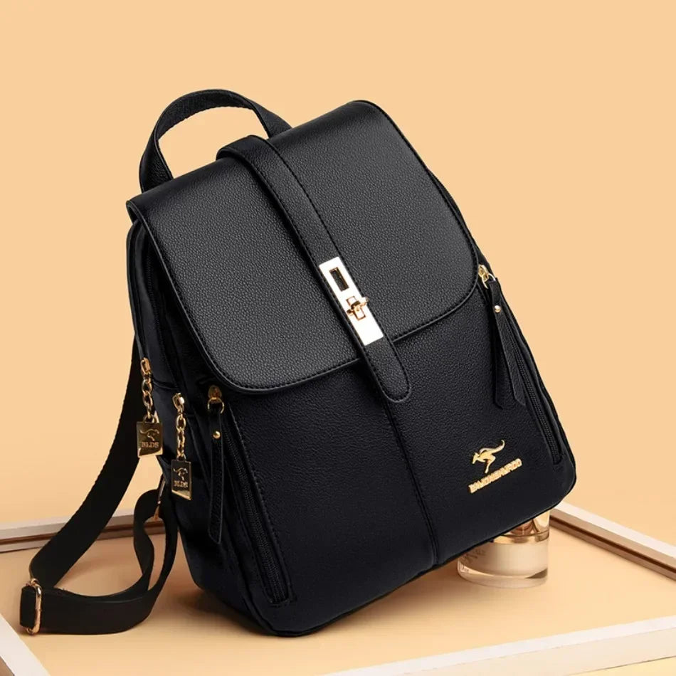 Damen Rucksack Leder Vintage Großes Fassungsvermögen – Schulrucksack Reise Daypack Schick