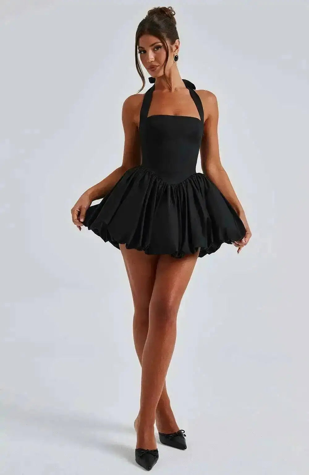 Damen A-Linie Mini-Neckholder-Kleid mit Wickeltaille – Sexy Ausgestellt | Party Club Frühling Sommer