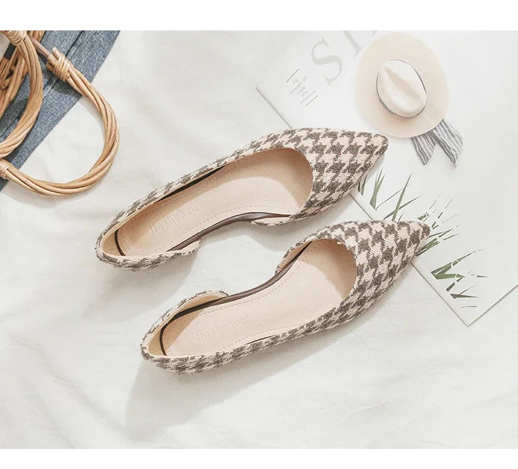 Ballerines Bout Pointu Flock Slip-on 2025 – Talon Plat Couleur Unie Tailles 31 à 46