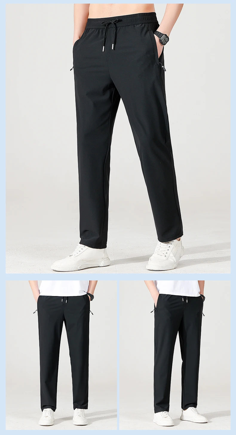 Herren Hose Eisseide Leicht Sommer – Stretch Atmungsaktiv Gerader Schnitt Loose Business Casual & Outdoor | Premium Herrenmode