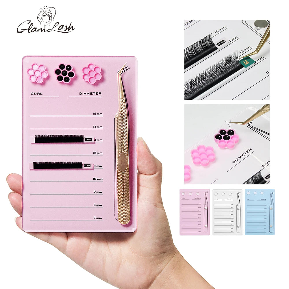 Palette Porte-Cils GLAMLASH – Support Colle Extension Cils Acrylique | Plateau Faux Cils Professionnel