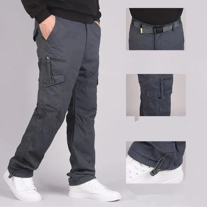 Herren Cargo Hose Winter Doppellagig Dickes Fleece Tarnung Taktisch Baumwolle Baggy Casual Warm | Cargo-Hose Tactical Premium Camouflage Fleece