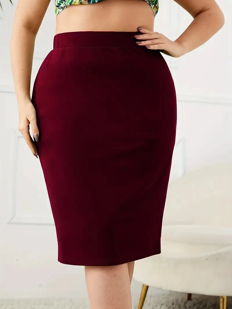 Jupe Femme Grande Taille Slim Unie Taille Haute Fendue Casual – Jupe Élégante Confortable Été Curvy | Mode Inclusive 2026