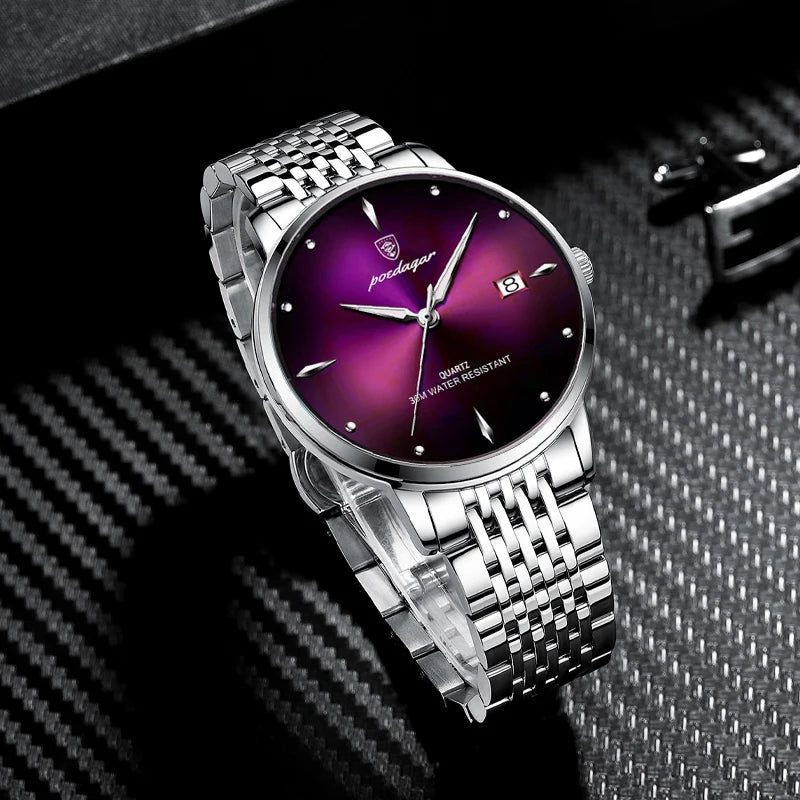 Montre Homme POEDAGAR Luxe Sport Quartz – Acier Lumineux Étanche Date Business