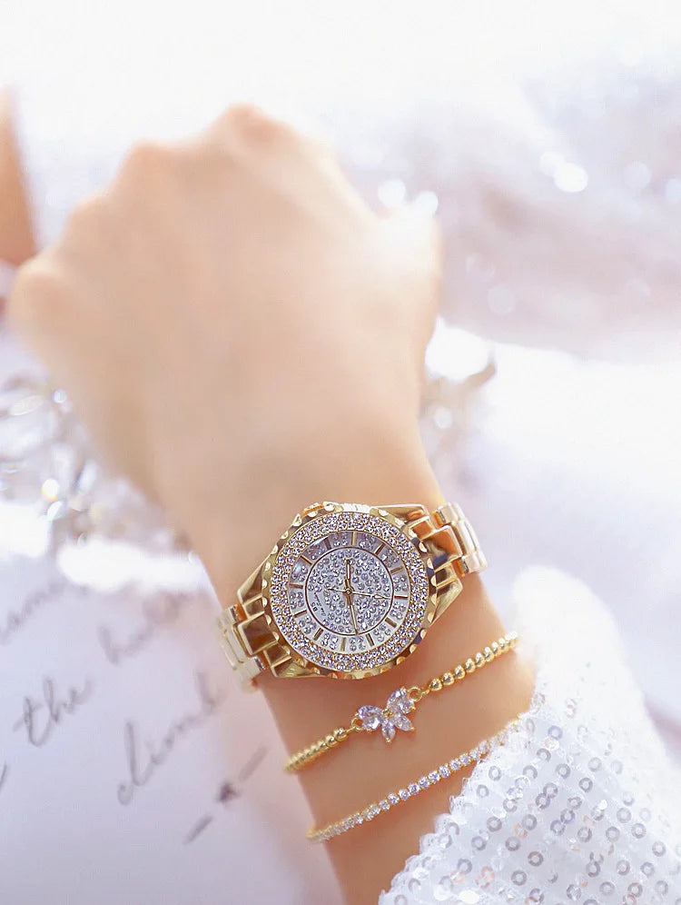 Montre Femme Or Bracelet Dress Luxe 2025 – Acier Complet Élégante Fashion Top Brand