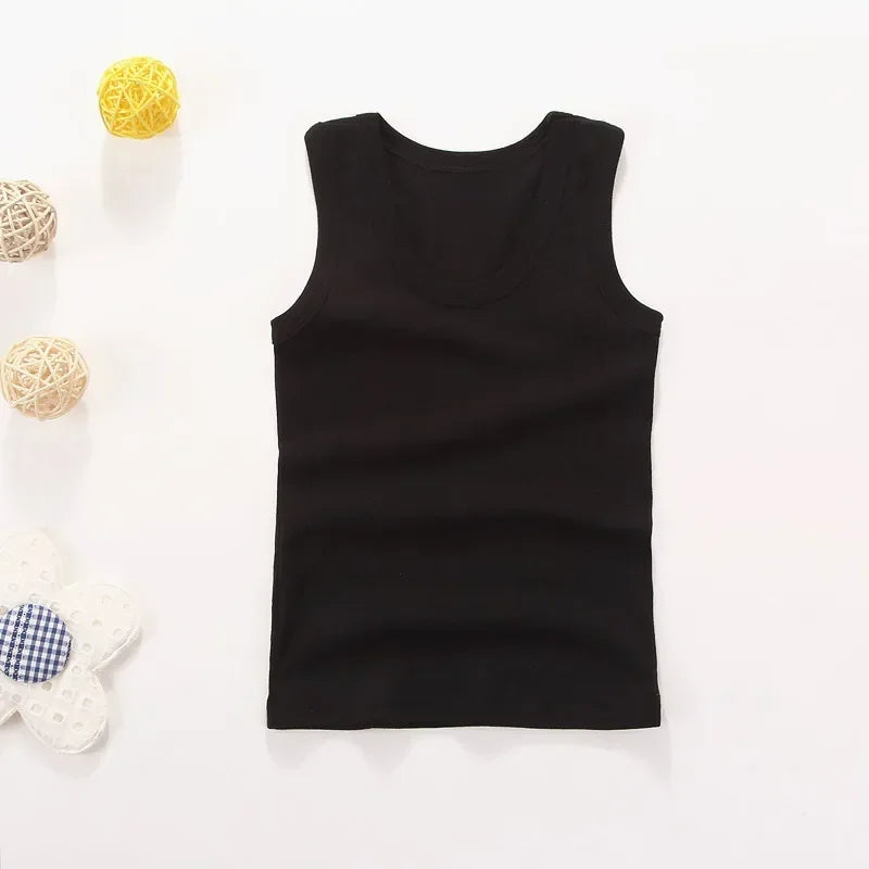 Débardeur Enfant Coton Couleur Unie – T-Shirt Sans Manches Sport Été Garçon Fille Casual