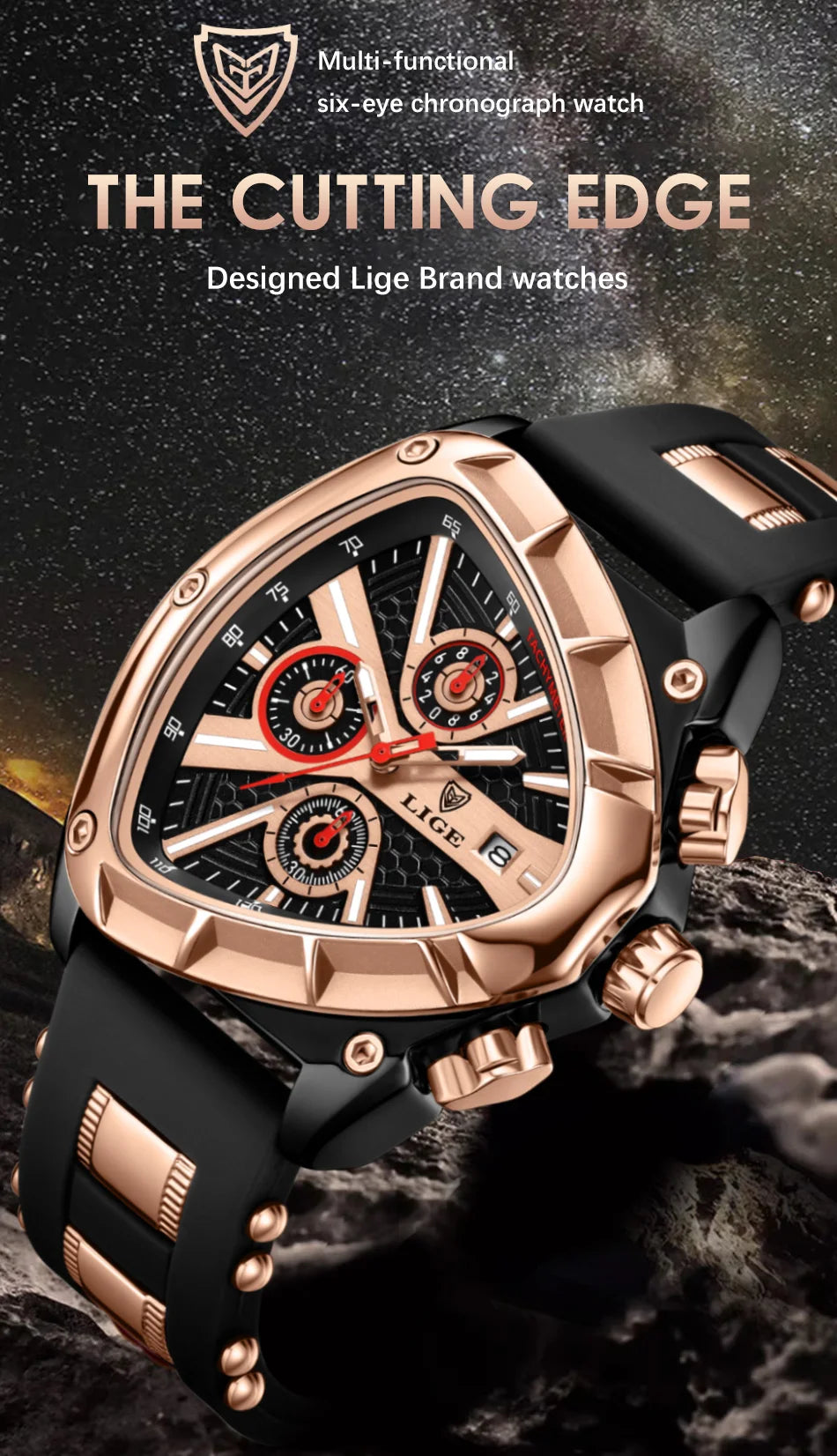 Herrenuhr LIGE Chronograph Militär Sport Armbanduhr Quarz Wasserdicht Luxus Trendig | LIGE Chronograph Militär Premium-Uhr