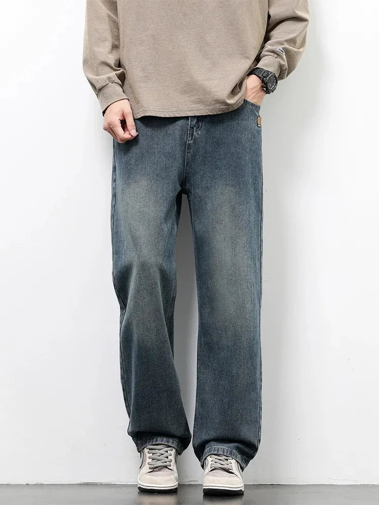 Jean Homme Droit Baggy Large Jambe Retro Américain Streetwear Korean Fashion Loose Denim Casual Printemps Automne Tendance – Jean Premium Wide Leg Urban | Mode Homme Streetwear Premium