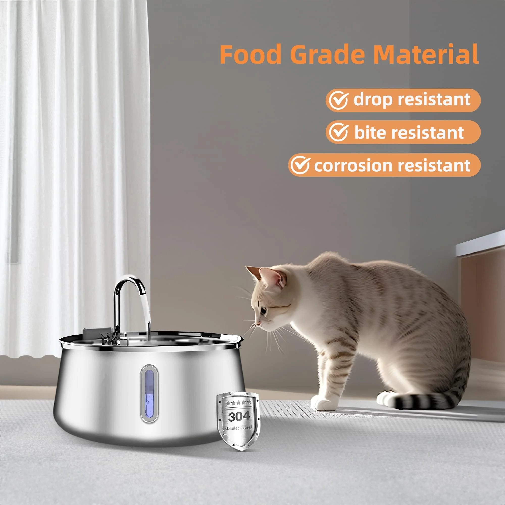 Fontaine à Eau Chat & Chien Inox 4L Automatique – Distributeur Eau Grande Capacité Filtration Multi-Couches | Bol Eau Animaux