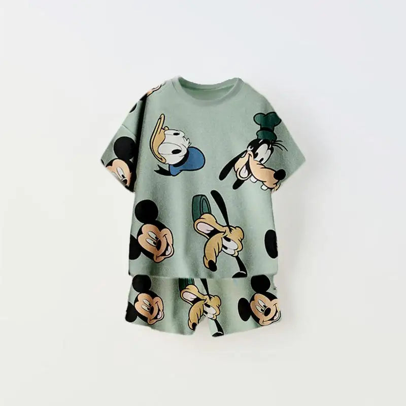 Ensemble 2 Pièces Enfant T-Shirt + Short Imprimé Donald Duck – Tenue Cartoon Unisexe Manches Courtes