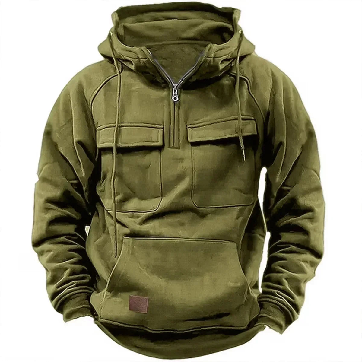 Sweat Tactique Homme Half-Zip Grande Poche – Cargo Pullover Outdoor, Gym & Fitness 2026 | Coupe Ample & Respirant