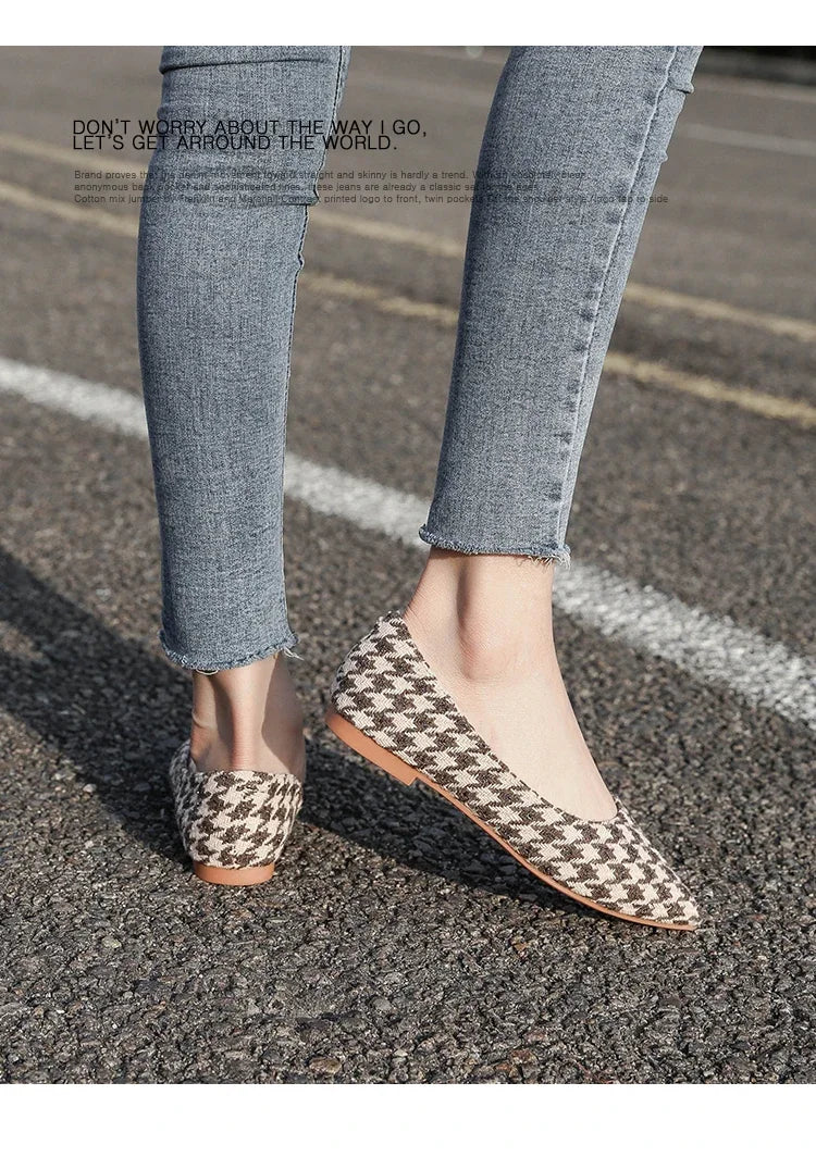 Ballerines Bout Pointu Flock Slip-on 2025 – Talon Plat Couleur Unie Tailles 31 à 46