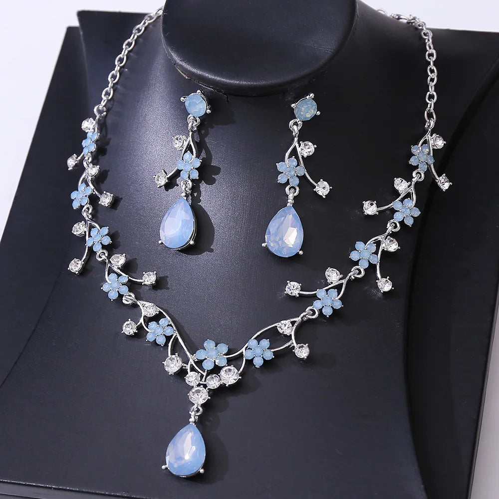 DIEZI Parure Couronne Baroque Mariage Cristal Opale – Tiare Collier Boucles Princesse