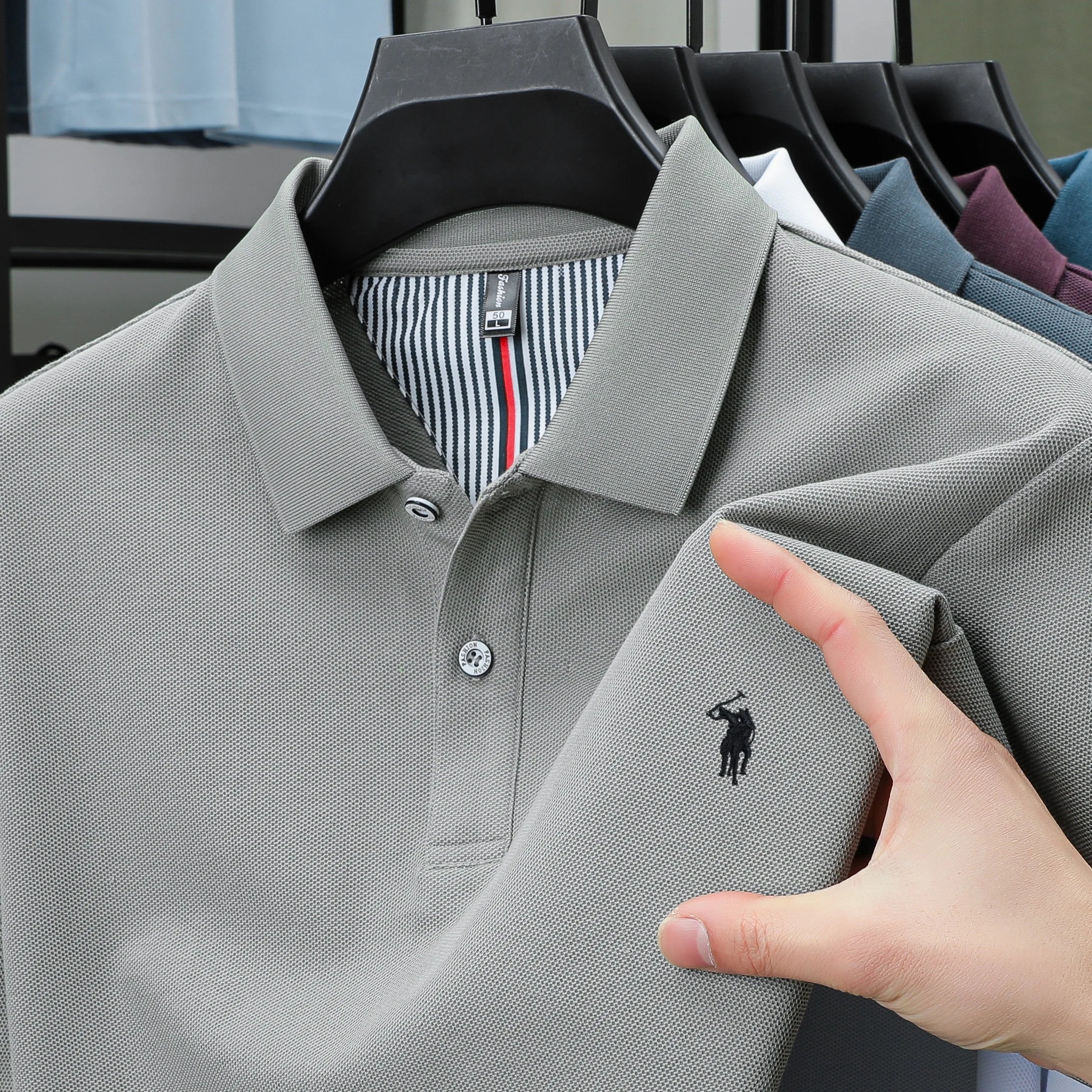 Polo Homme 100% Coton Pur Broderie 3D Manches Courtes Été Fashion Confortable Élégant | Polo Coton Broderie 3D Premium