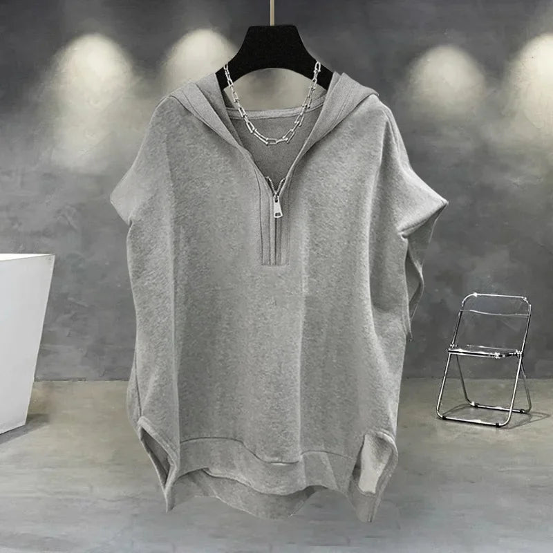 Débardeur Homme Zippé À Capuche Sans Manches Korean Fashion Y2K Streetwear Casual Hip Hop Été Tendance Confortable – Vest Zippé Premium Urban | Mode Homme Streetwear Premium