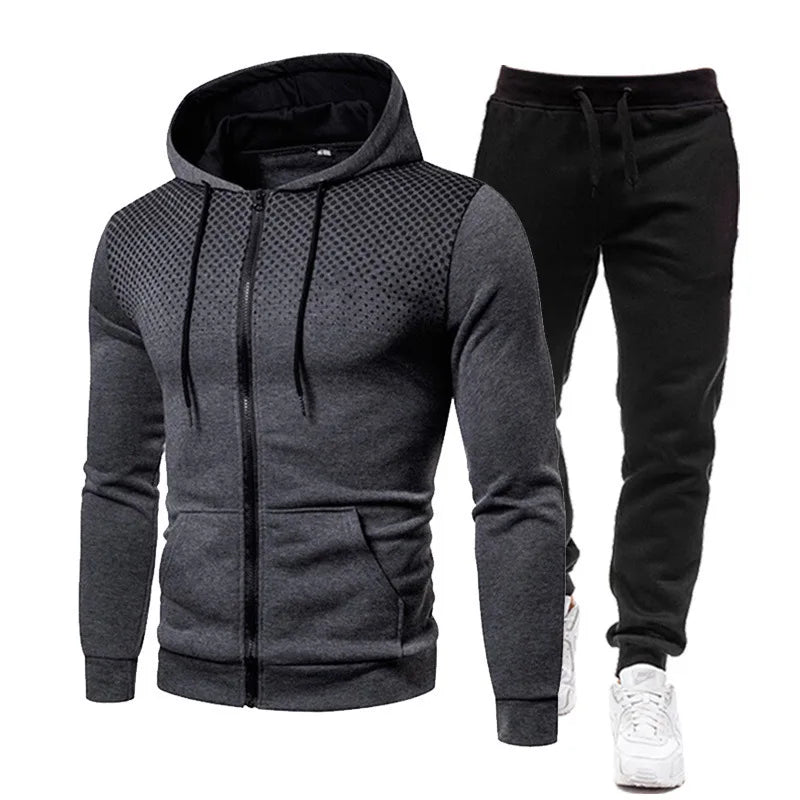 Ensemble Homme Polaire Couleur Unie Sweat Zippé + Pantalon + Bonnet Casual Sport Style Américain Européen Automne Hiver Confortable – Set 3 Pièces Premium | Mode Homme Sport Premium