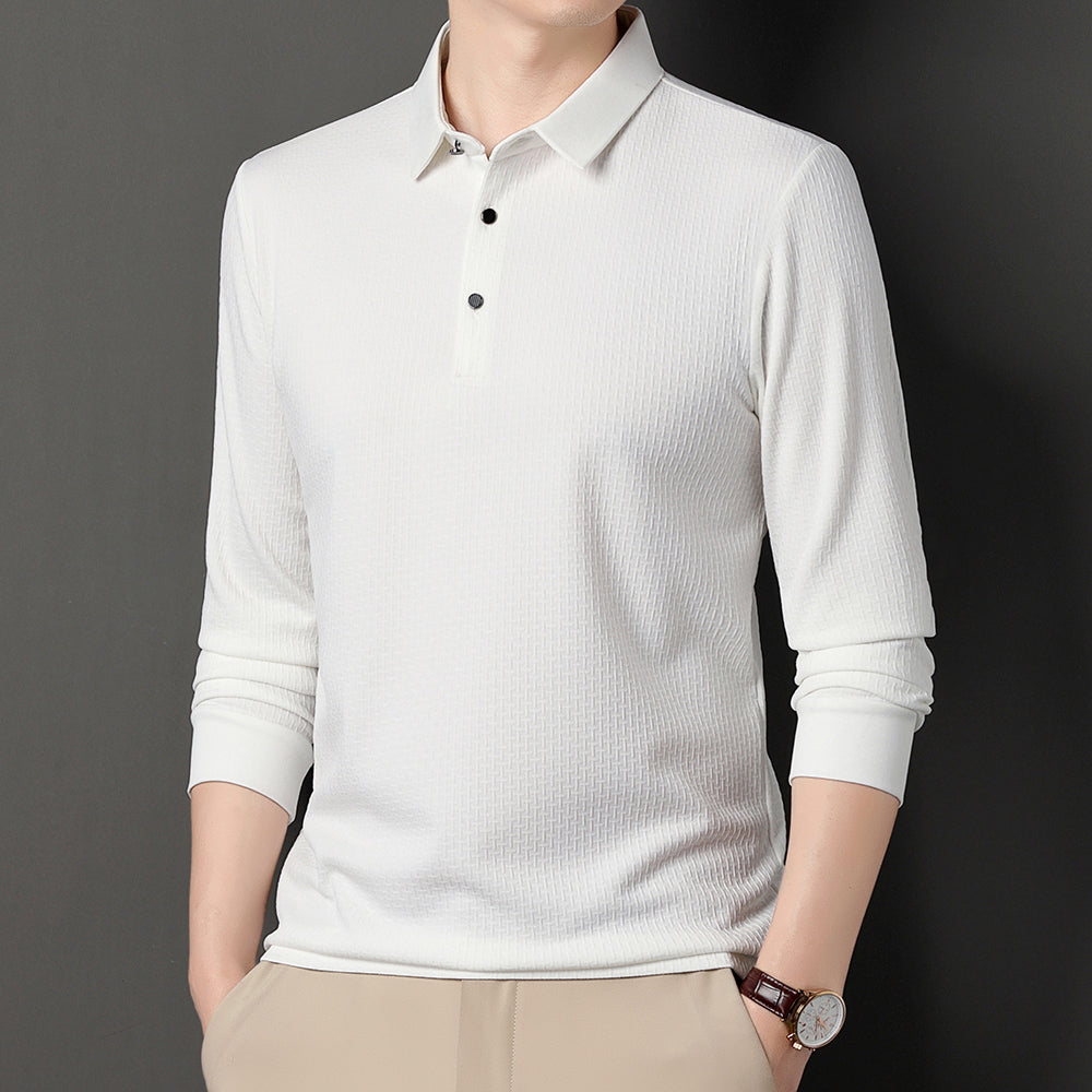 Polo Homme Manches Longues Ajourné Respirant Business Fashion Golf Élégant Grande Taille 4XL Intemporel Confortable – Polo Ajourné Premium Manches Longues Golf | Mode Homme Business Golf Premium