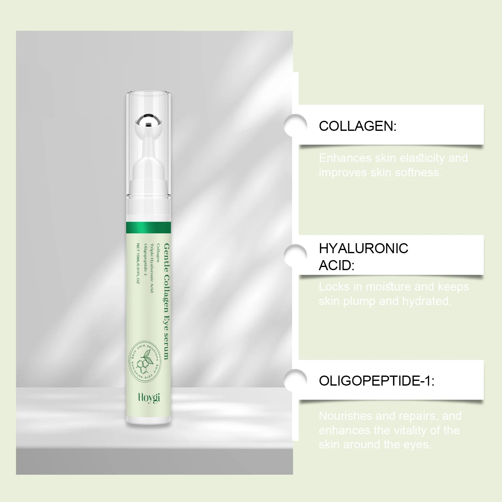 Sérum Contour des Yeux Collagène – Anti-Cernes Poches Gonflements Liftant Hydratant Roller