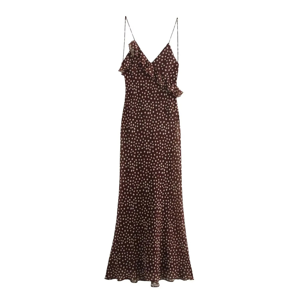 Robe Bretelles Femme À Pois Style Européen Américain Sans Manches Superposée Élégante – Robe Casual Chic Été | Mode