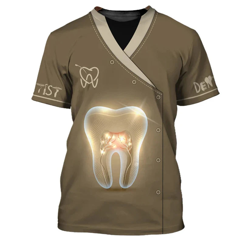 T-Shirt Dentiste Funny Cosplay Unisexe – Design Dent Mignon Col Rond Oversize Respirant Homme & Femme | Humour & Cadeau