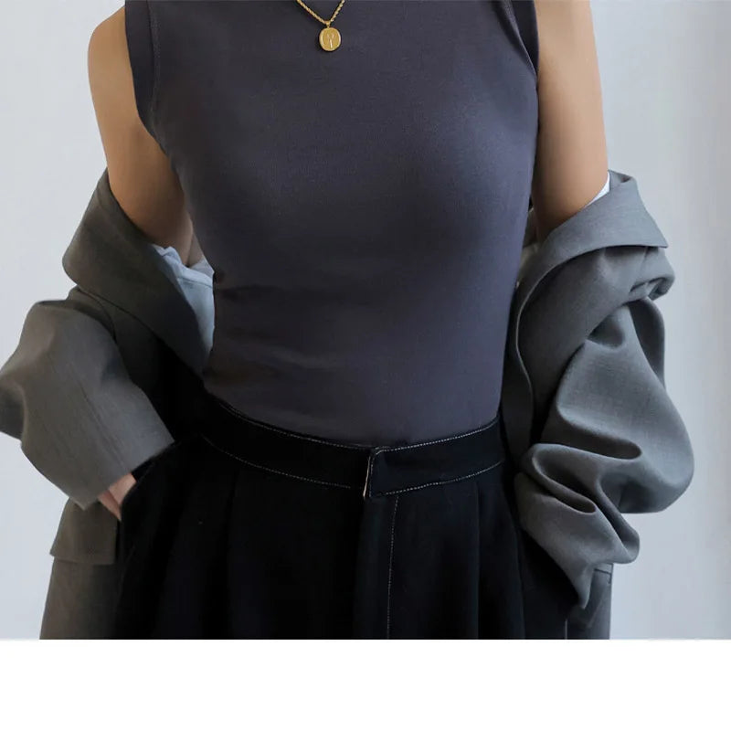 Caraco Débardeur Femme Col Rond Multicolore Basique Sans Manches – Top Sous-Vêtement Couvrant Décolleté Latéral | Mode Essentiel