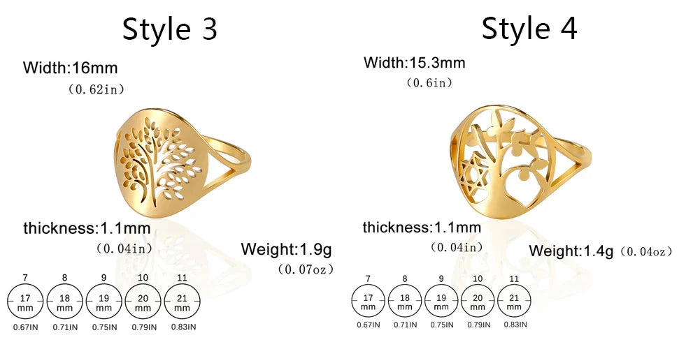 Bague Arbre de Vie Acier Inoxydable Argenté – Symbole Nature & Spiritualité | Bijou Unisexe Couple & Mariage | Cadeau Intemporel