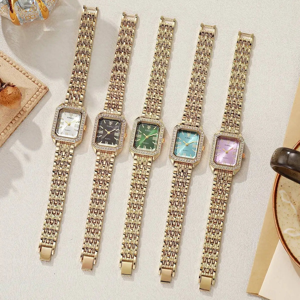Coffret Montres Femme Rectangle Strass Quartz Bracelet – Set 2/3/5 Pièces Fashion Élégant