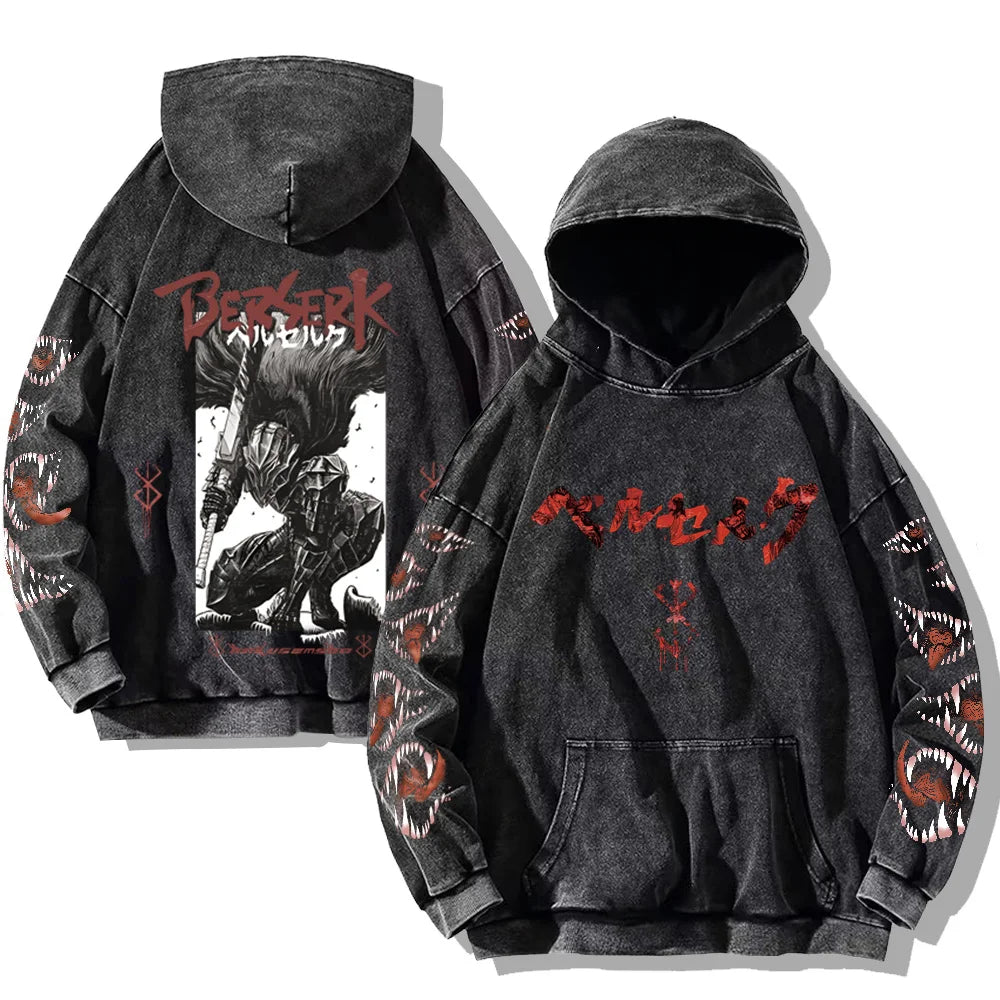 Sweat à Capuche Unisexe Gothic Vintage Washed Dents Imprimé Harajuku Rétro Manches Longues Pullover Y2K Oversized – Hoodie Dark Goth Tendance | Mode Unisexe