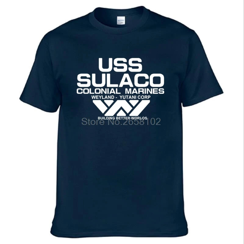 T-Shirt Homme Alien USCSS Nostromo USS Sulaco Marines Coloniaux Manches Courtes Coton Col Rond – Fan Art Sci-Fi Culte | Mode Homme Streetwear