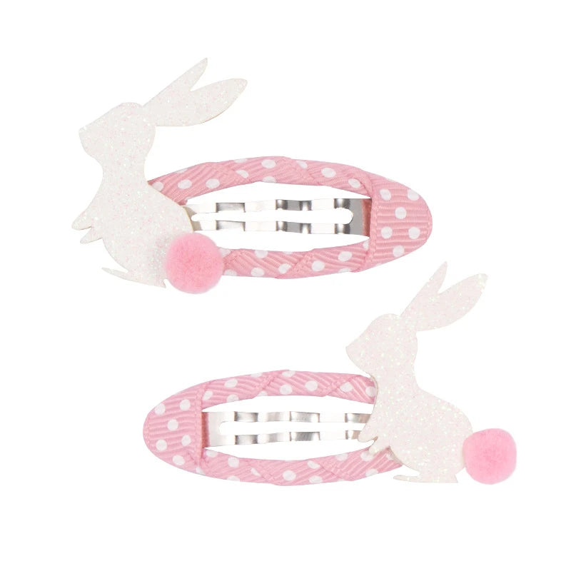 Lot 2 Barrettes Fille Bébé Motifs Adorables – Pinces Cheveux Enfant Animal Fruit Fleur Lapin Kitty