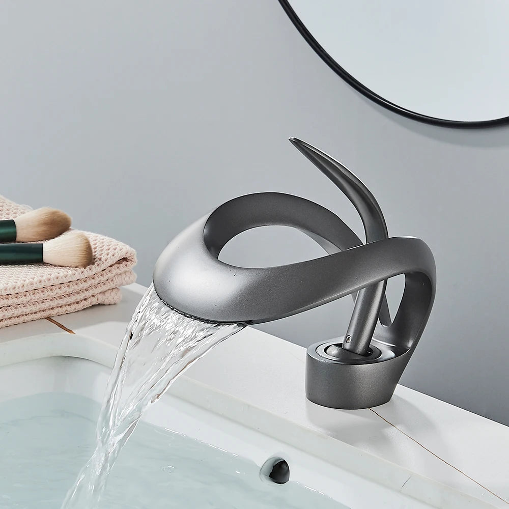 Black Brass New-Style Basin Faucet Bathroom Mixer Tap Hot Cold Water Deck Mounted Gold Luxury Sink Faucet