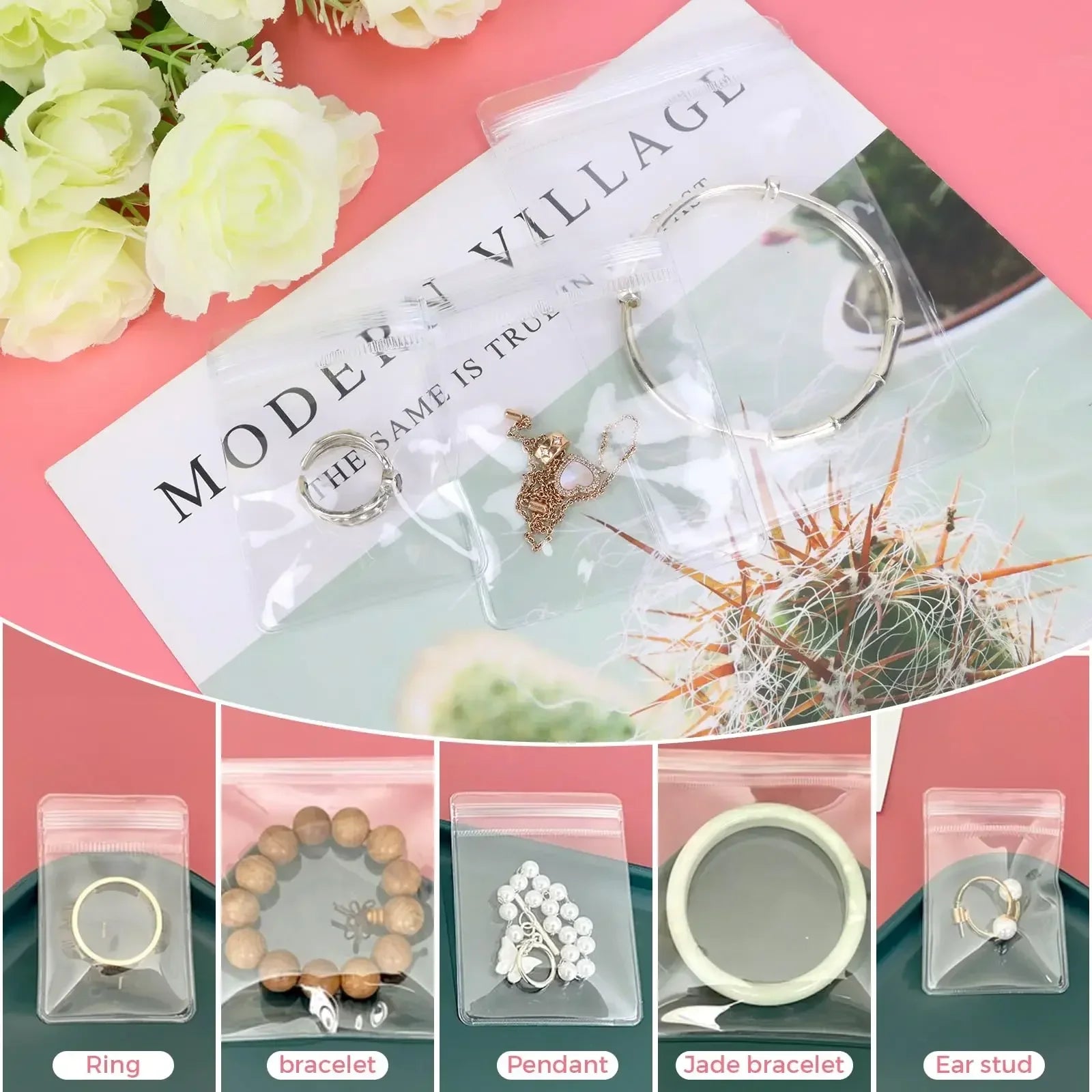 Sachets PVC Transparents Anti-Oxydation Bijoux – Lot 10 à 50 pcs | Rangement Boucles d’Oreilles, Colliers, Pendentifs & Bracelets | Organiseur Bijoux