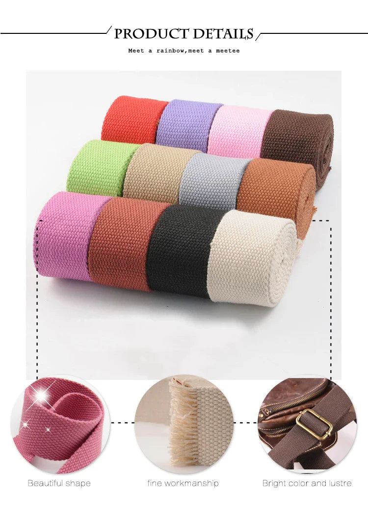 Sangle Coton 8M – Ruban Toile 20-50mm Couture DIY Sac Ceinture Bretelle Accessoires