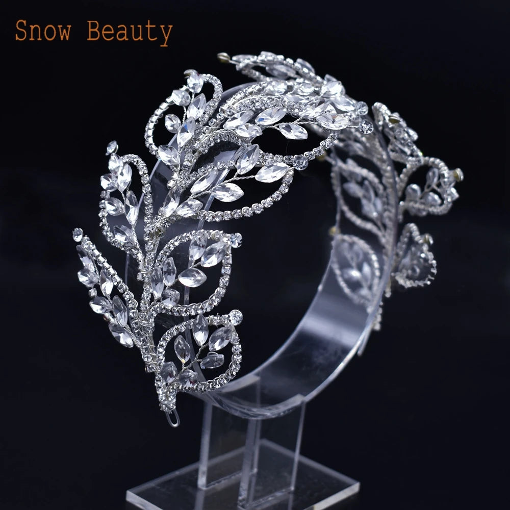 Diadème Cristal Mariée Luxe – Couronne Strass Rhinestone | Tiare Nuptiale Mariage, Soirée & Concours | Bijou de Tête Femme Premium