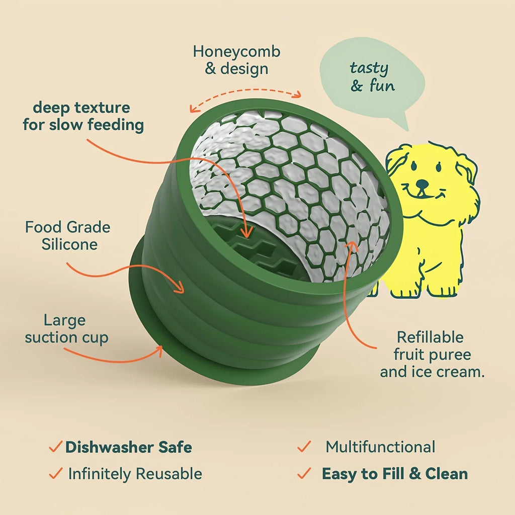 Gamelle Silicone Anti-Glouton Chien – Ventouse Anti-Dérapante Alimentation Saine Petites Races