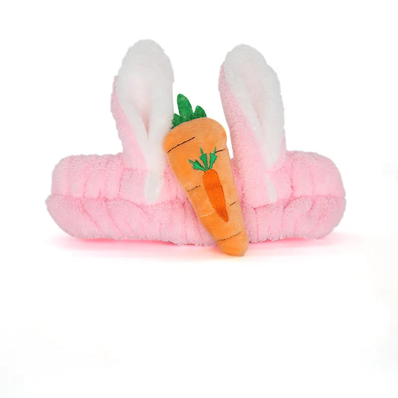 Bandeau Maquillage Oreilles de Lapin Coral Fleece – Élastique Doux | Soin Visage & Coiffure Fille