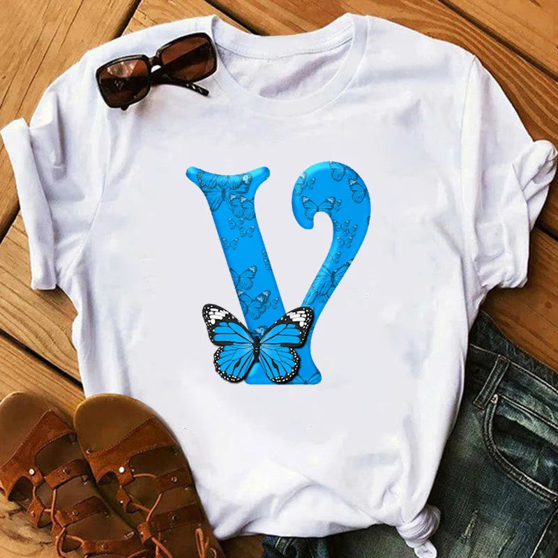 T-Shirt Oversize Femme Imprimé Papillon & Lettres Manches Courtes – Style Harajuku Graphic | Tendance Été