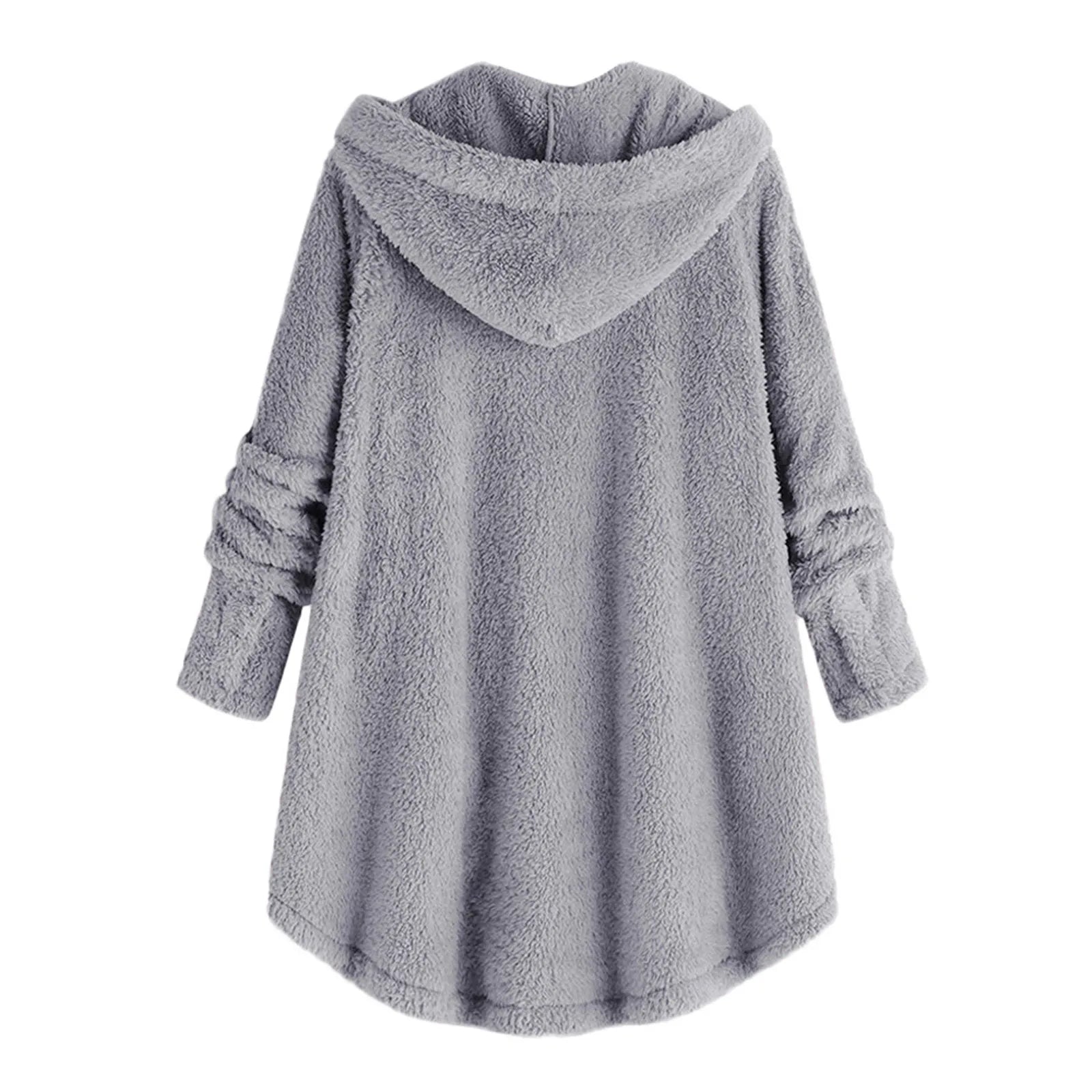 Damen Teddyfell-Mantel mit Kapuze – Warme Fleece-Jacke Unifarben | Herbst Winter Trend