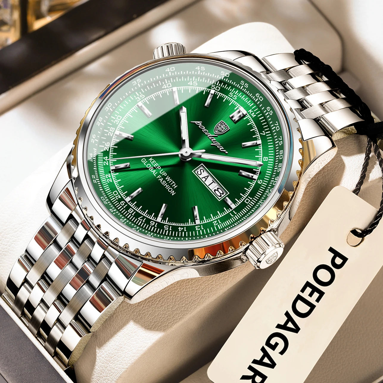 Montre Homme POEDAGAR Militaire Luxe Quartz – Acier Date Semaine Lumineux Étanche Fashion