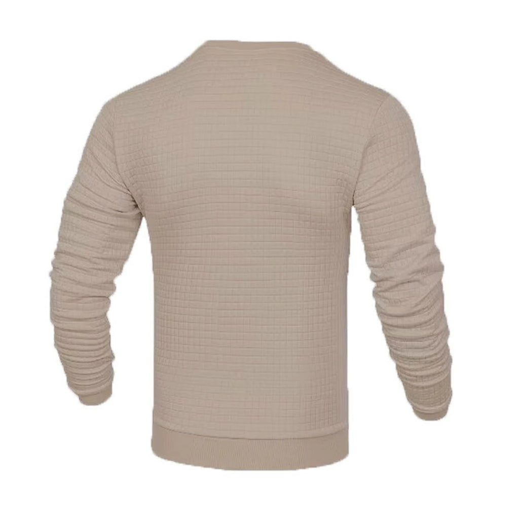 Hoodie Homme Col Rond Jacquard Carreaux Waffle Texture Fashion Casual Chaud Tendance Streetwear – Sweat À Capuche Motif Carreaux Premium | Mode Homme Streetwear Premium