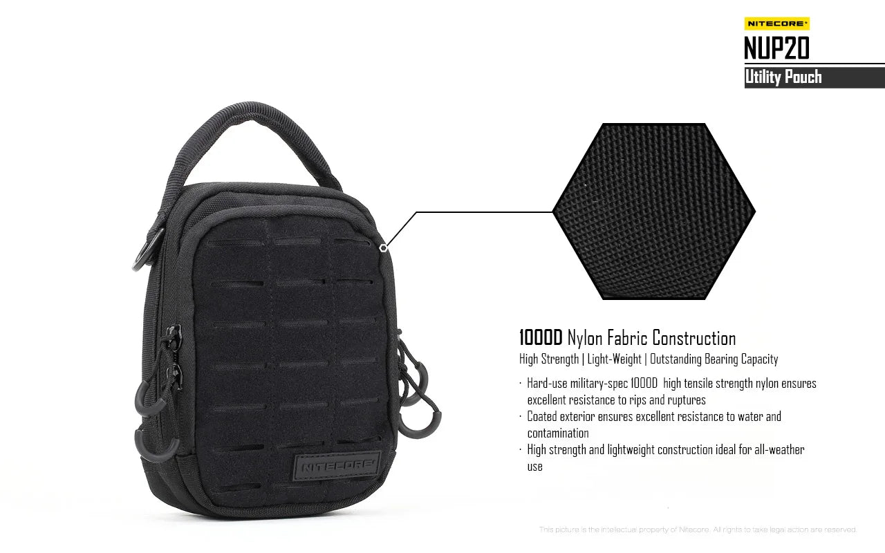 Sac Tactique NITECORE NUP10/NUP20 – Bandoulière Nylon 1000D Molle Crossbody Ceinture Homme Femme