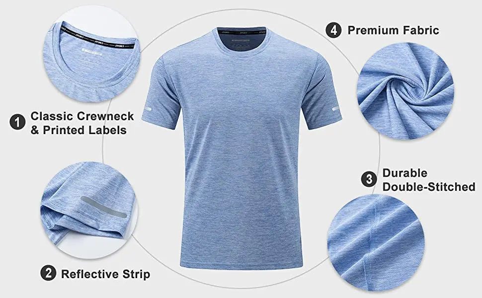 TACVASEN Quick Dry Summer T-shirts Mens Running Jogging T-shirts Crew Neck Athlete Sports Gym Fitness Pullover Reflective Shirts