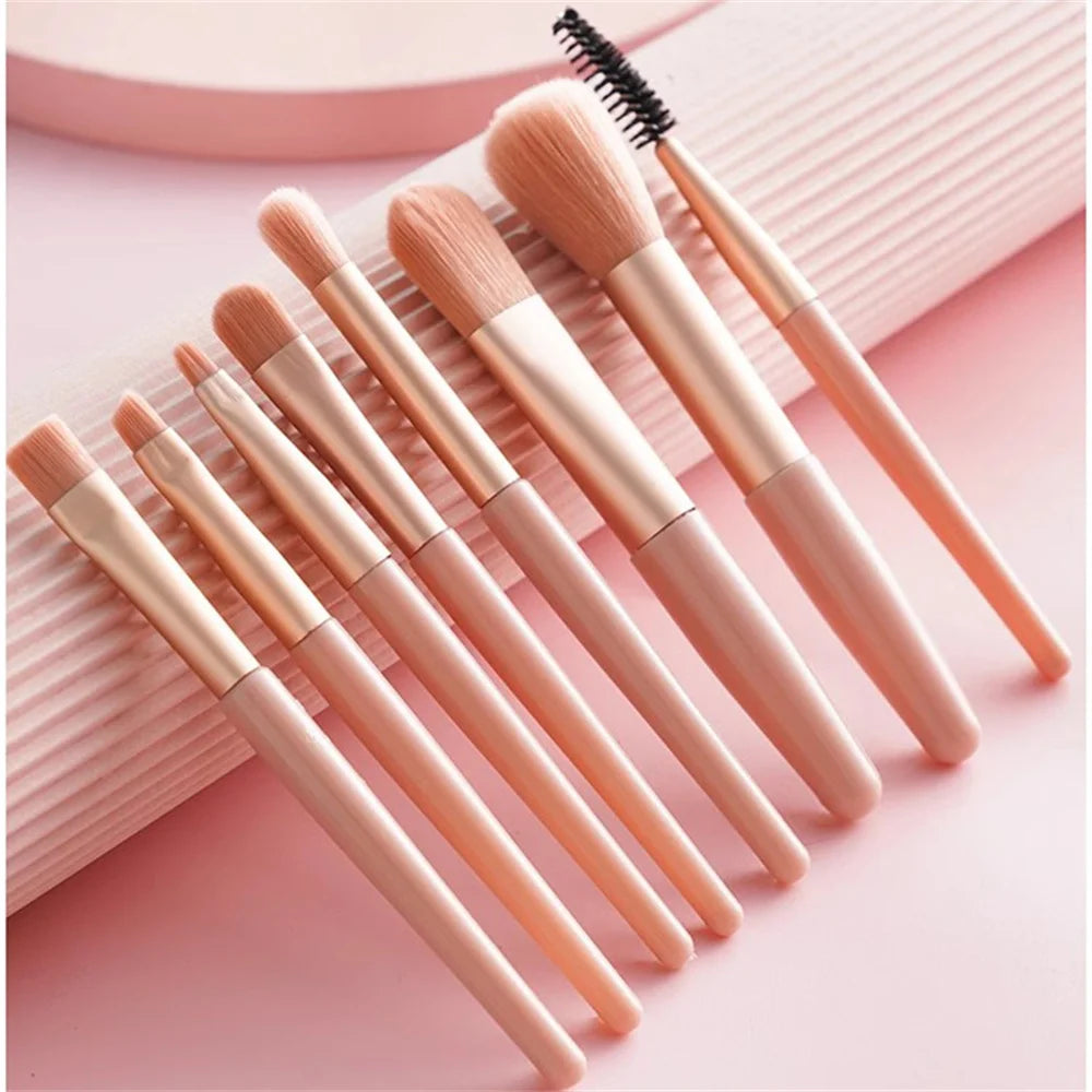 Set 8 Pinceaux Maquillage Professionnels - Fond de Teint, Blush & Yeux