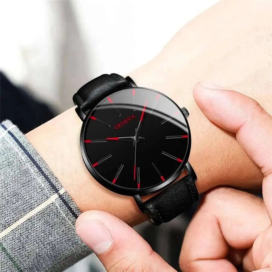 Coffret 3 Pièces Homme Montre Quartz Cuir + Bracelet + Collier – Set Business Fashion Élégant