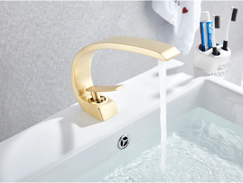 Uythner Robinet Lavabo Noir en Laiton – Mitigeur Mono-Commande 1 Trou | Eau Chaude & Froide Salle de Bain