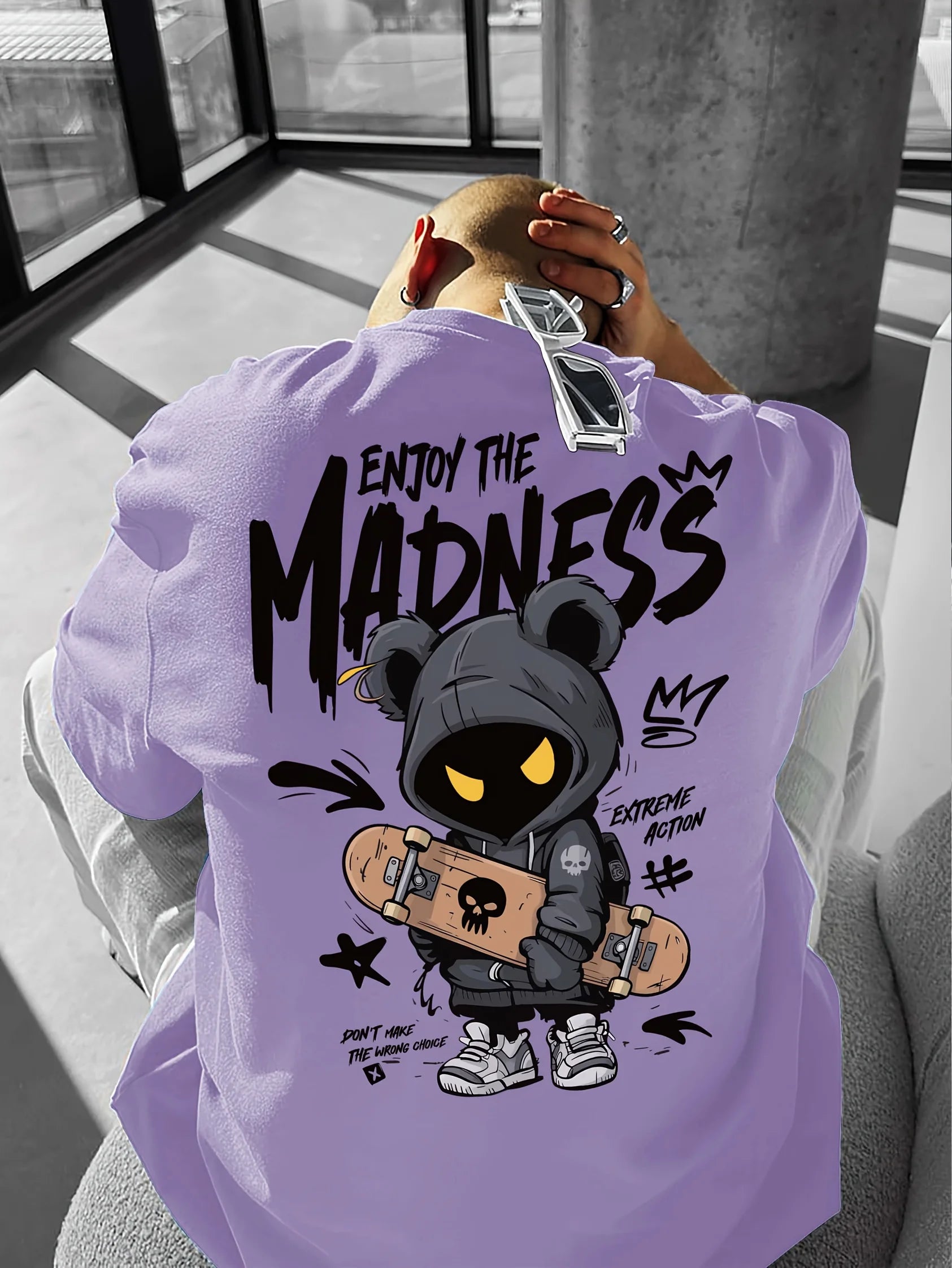 T-Shirt Homme Cartoon Lettres Imprimées Tendance Confortable Respirant Col Rond Outdoor Streetwear Urban Casual – Tee Graphique Fun Tendance | Mode Homme Streetwear Premium